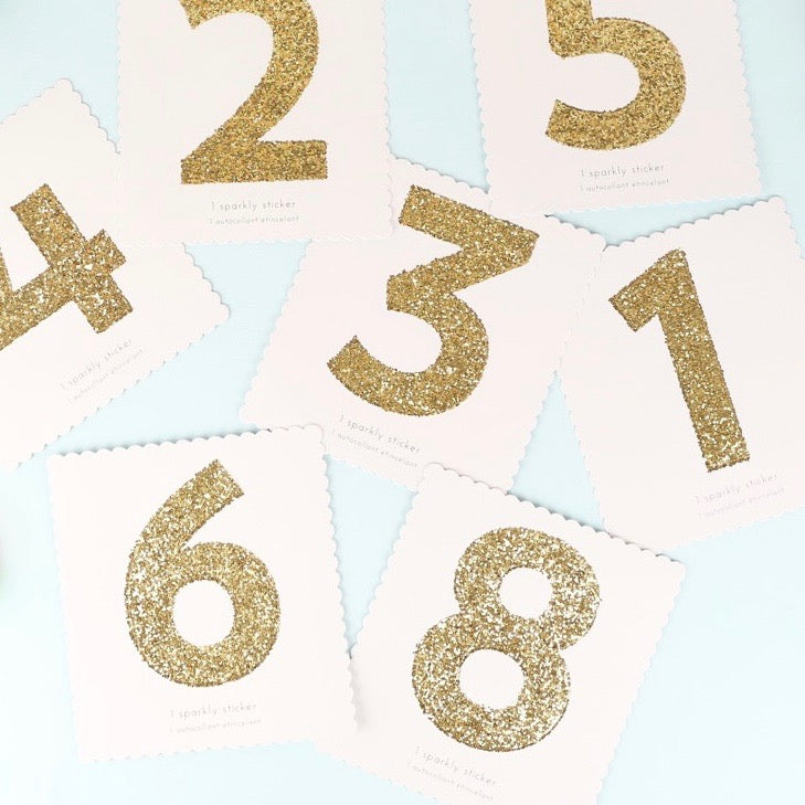 Gold Glitter Number Stickers