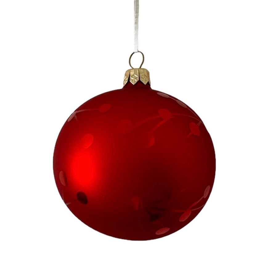 Matte with Shiny Berries Glass Ball Ornament