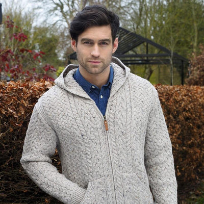 Hooded Zippered Cardigan - Oatmeal