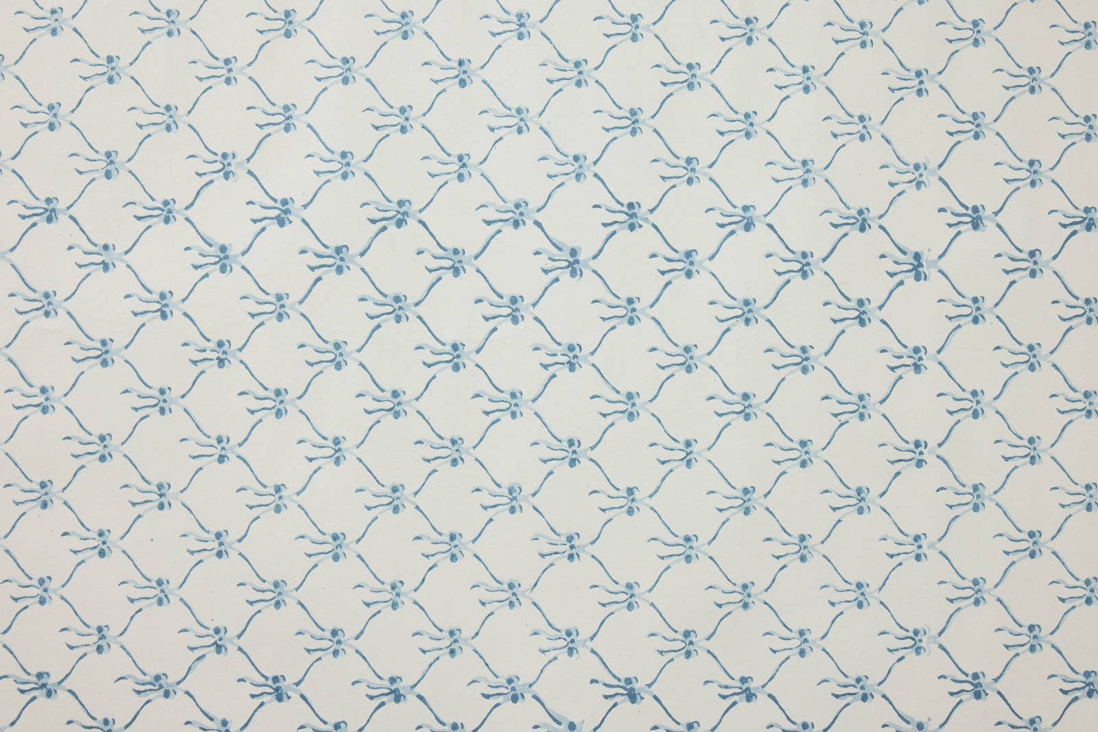 Hand Block Printed Wrapping Paper Sheets - Blue Bows
