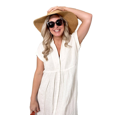 Rosehip Design  Kate Linen Dress - White
