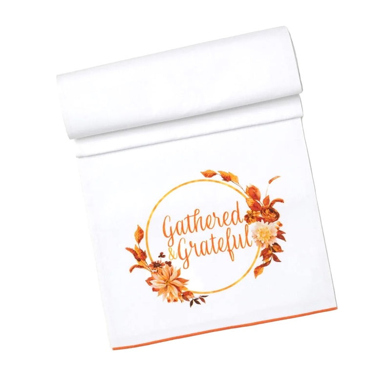 Floral "Gathered Grateful" Thanksgiving Runner