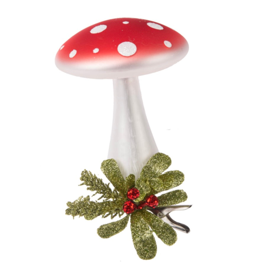 Mistletoe Glass Mushroom Branch Clip