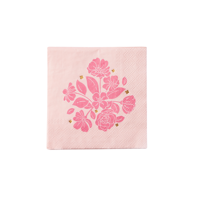 Pink Floral Paper Cocktail Napkins