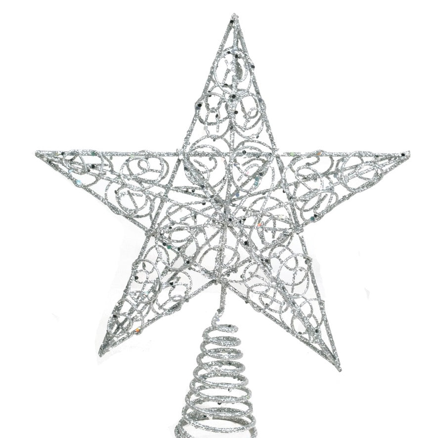 Silver Glittered Circles Christmas Tree Topper