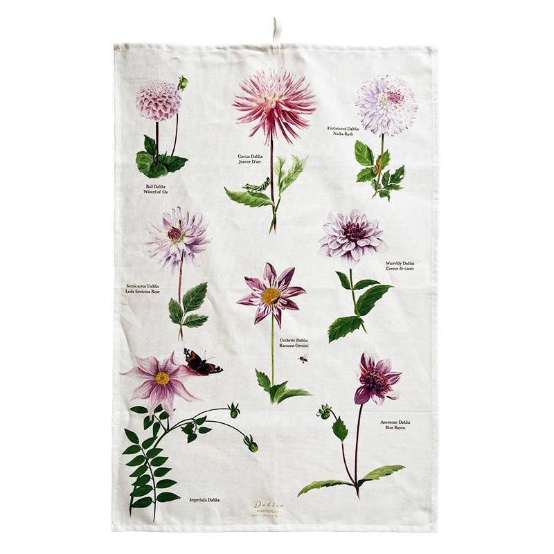 Dahlia 100% cotton tea towel | Putti Fine Furnishings