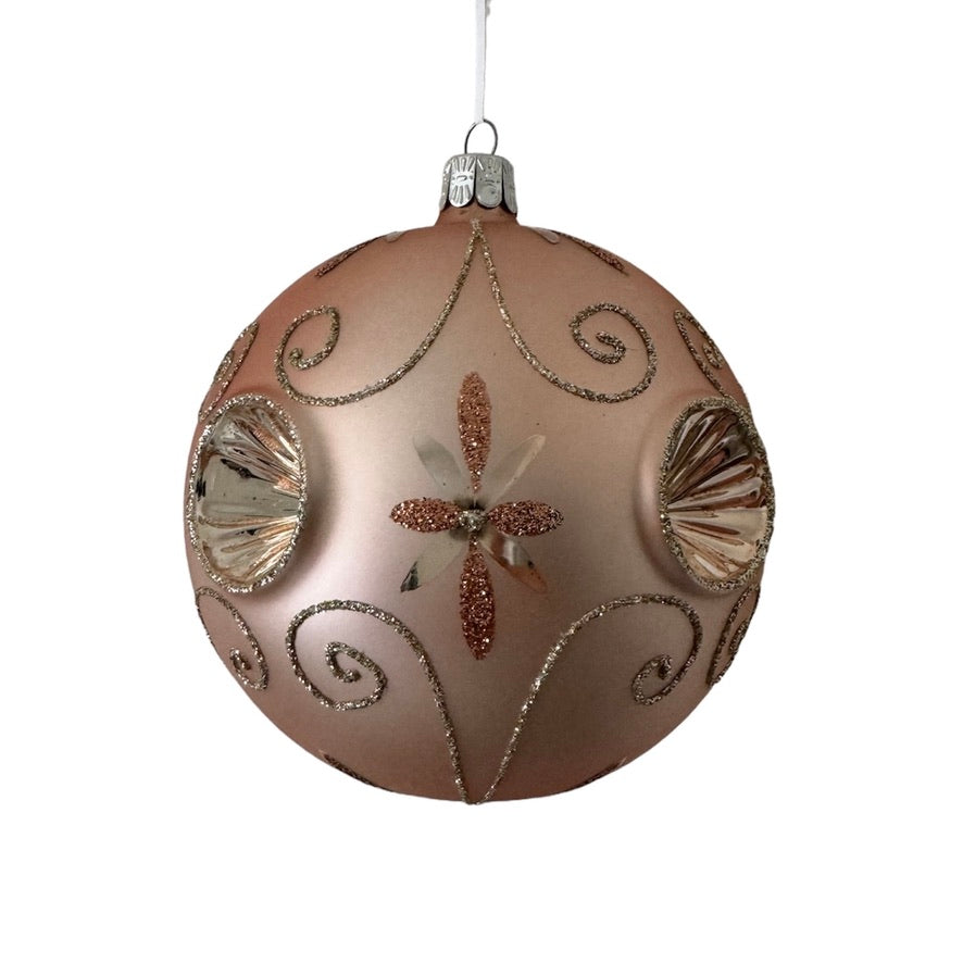 Blush Pink European Glass Reflector Ornament