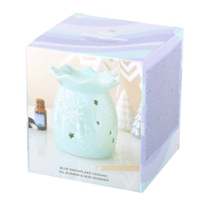 Iridescent Blue Snowflake Winter Oil Burner and Wax Warmer