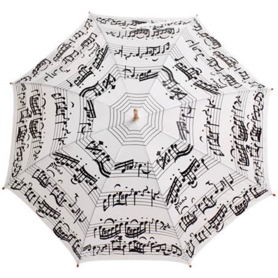 White Music Notes Stick Umbrella | Putti Fine Fashions