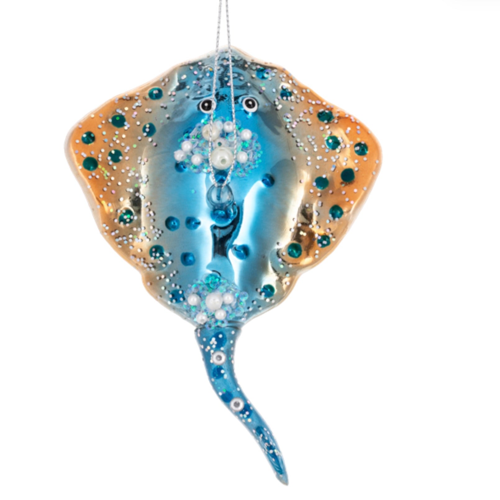 Blue Stingray Glass Ornament