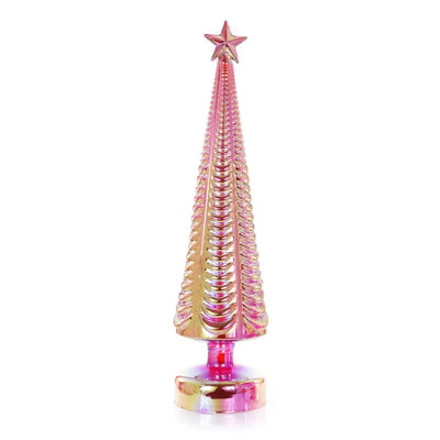 Large Iridescent Lit Glass Tree - Pink