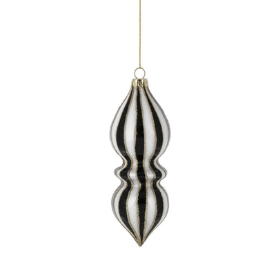Black and White Glass Finial Ornament - Finial