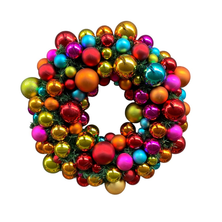 Large Multicolor Ball Ornament Wreath