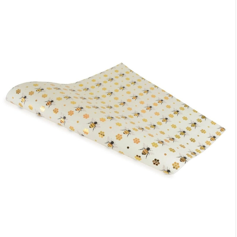 Midori Honey Bee Ivory Handmade Wrapping Paper - 2 Sheet Roll