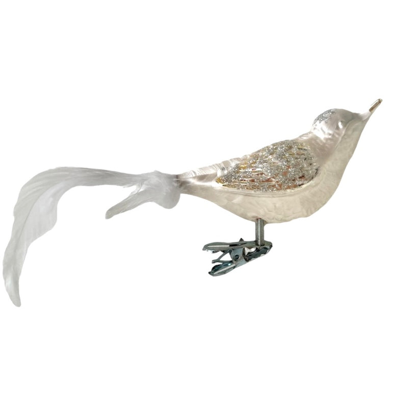 European White and Champagne Glass Feather Bird