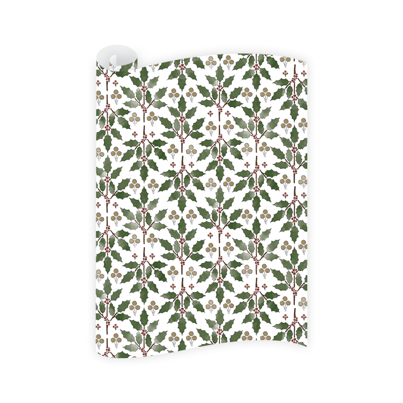 Dogwood Hill Holly Stencil Wrapping Paper Roll