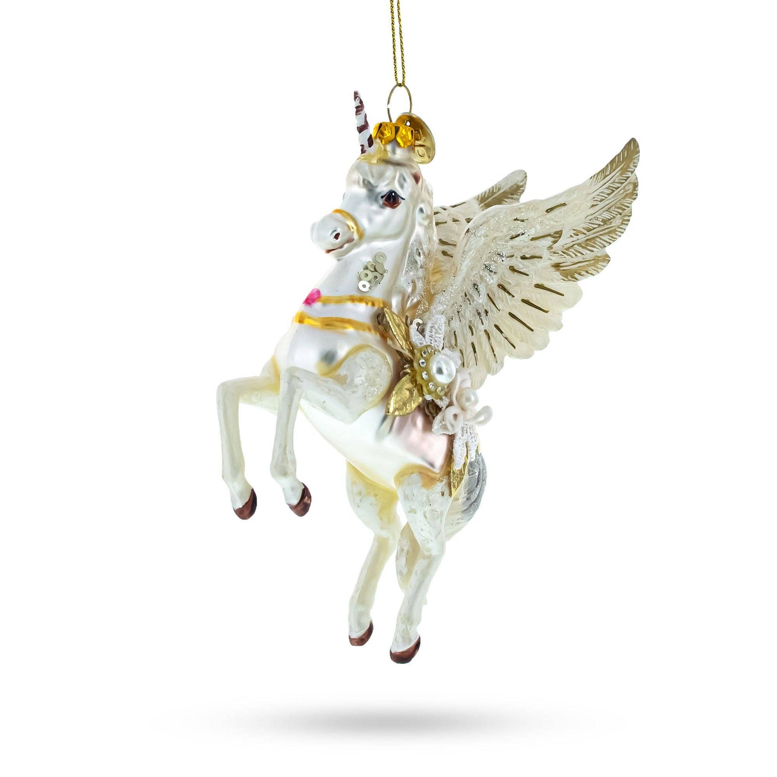 Enchanting White Unicorn Glass Christmas Ornament | Putti Christmas Decorations