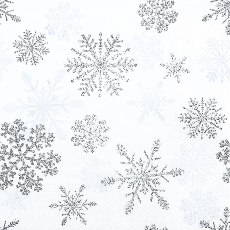 Snow Crystals Silver Lunch Napkins
