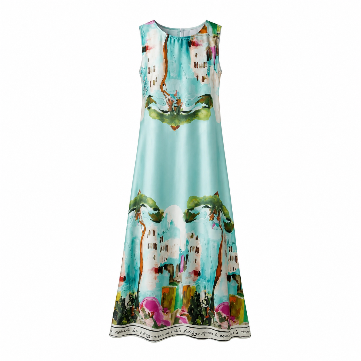 Amalfi Satin Dress - Aqua