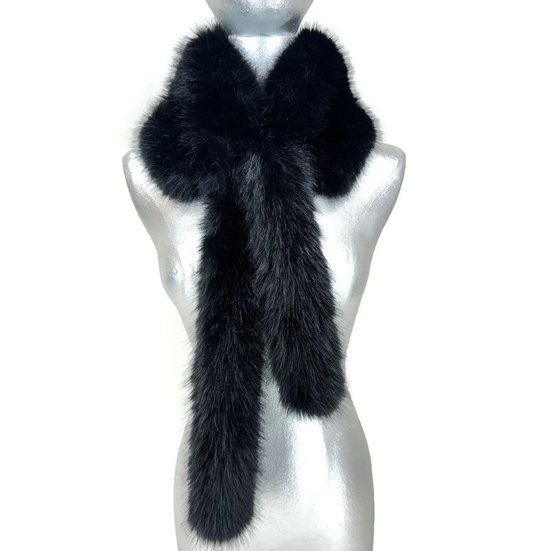 Faux Fur Stole - Black | Putti Fine Fashions