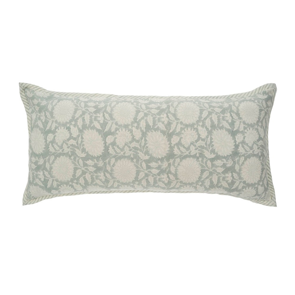 Maeve Block Print Pillow Mist | Putti Fine Furnishings 