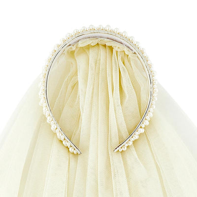Slant Collections Pearl Headband Bridal Shower Veil