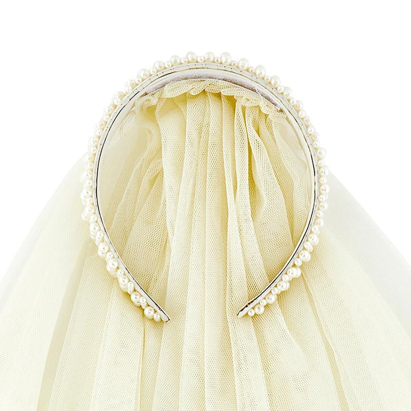 Slant Collections Pearl Headband Bridal Shower Veil