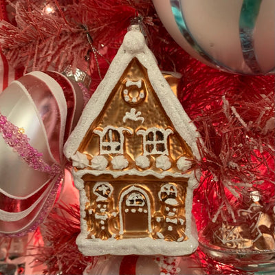 Gingerbread House Glass Ornament | Putti Christmas Holiday Decorations
