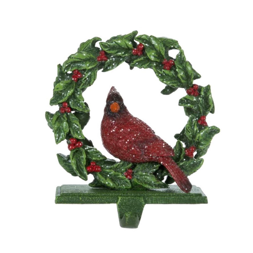 Cardinal in Wreath Stocking Holder | Putti Christmas Celebrations Canada