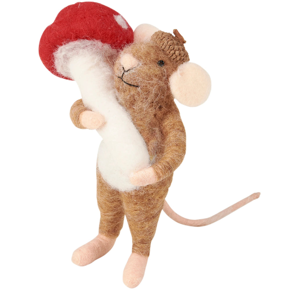 Toadstool Felt Mouse Ornament | Putti Christmas Decoration