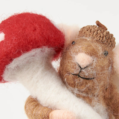 Toadstool Felt Mouse Ornament | Putti Christmas Decoration