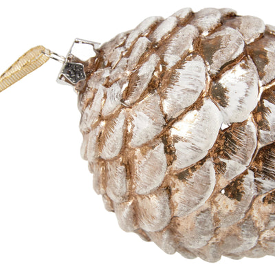 Snowy Pinecone Glass Christmas Ornament | Putti Christmas Decorations