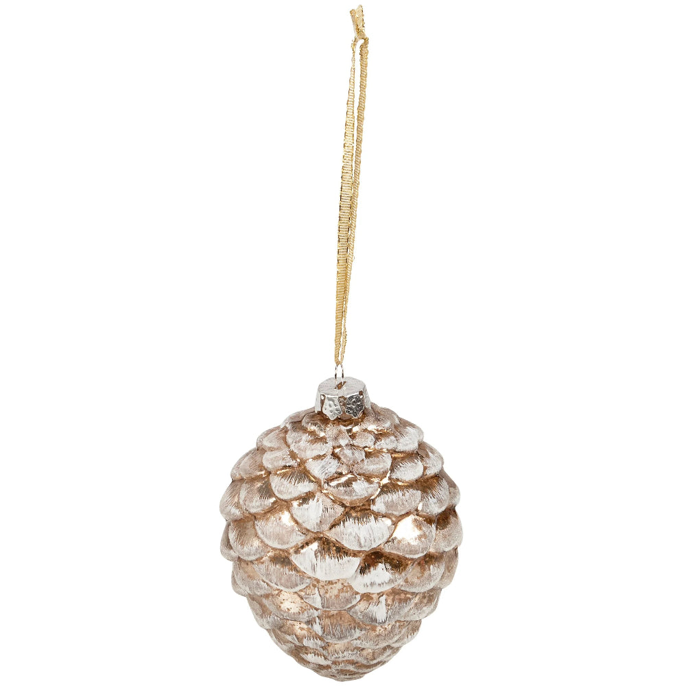 Snowy Pinecone Glass Christmas Ornament | Putti Christmas Decorations