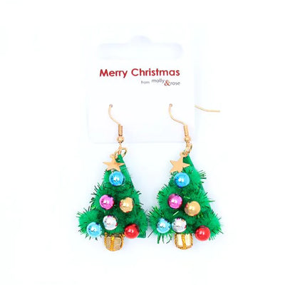 Tinsel Christmas Tree Earrings  | Putti Christmas