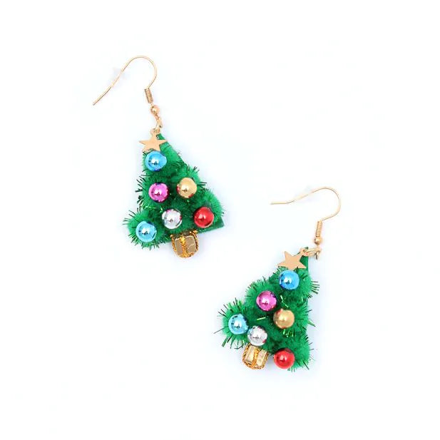 Tinsel Christmas Tree Earrings  | Putti Christmas