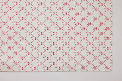 Hand Block Printed Wrapping Paper Sheets - Bows Pink Sorbet