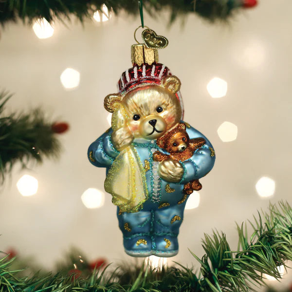 Old World Christmas Bedtime Teddy Bear  Ornament  | Putti Christmas Decorations
