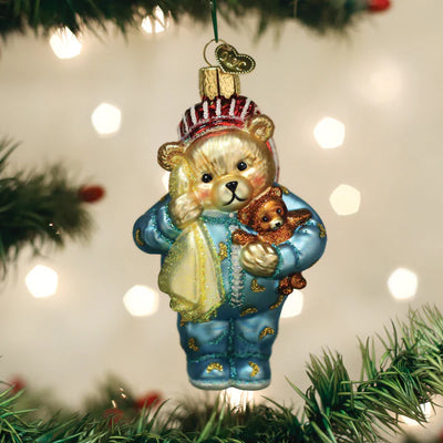 Old World Christmas Bedtime Teddy Bear  Ornament  | Putti Christmas Decorations