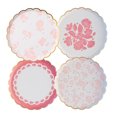Petal Pink Floral Paper Dessert Paper Plates