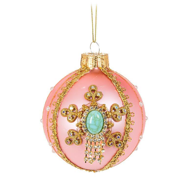 Pink with Gems Glass Ball Ornament | Putti Christmas