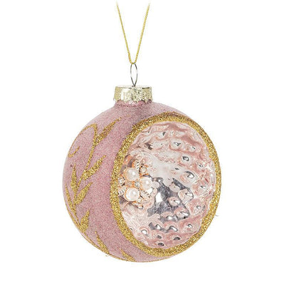 Pink Leaf Reflector Ball Ornament | Putti Christmas