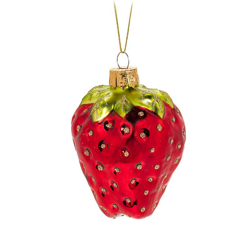 Strawberry Glass Ornament | Putti Christmas Holiday Decorations