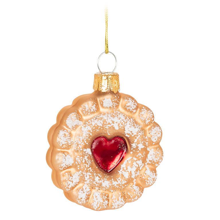Iced Cookie with Heart Glass Ornament | Putti Christmas Decorations