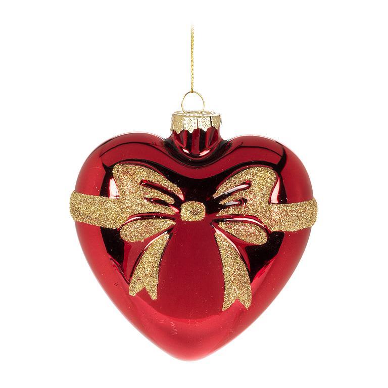 Heart Ornament With Gold Bow