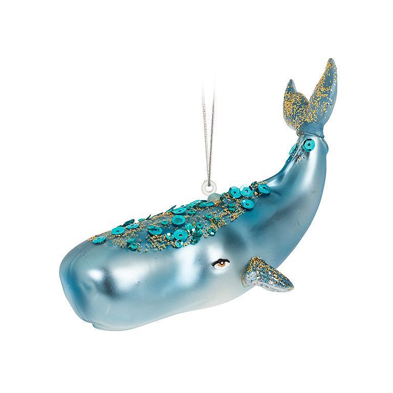 Whale with Glitter Ornament | Putti Christmas Decorations
