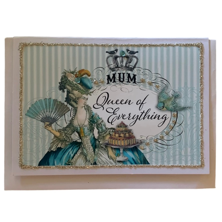 "Mum Queen of Everything" Mother's Day Card with Glitter