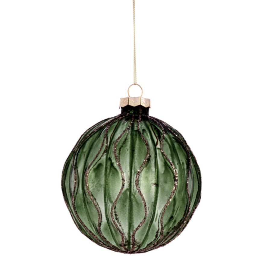 Green Frosted Ball Ornaments