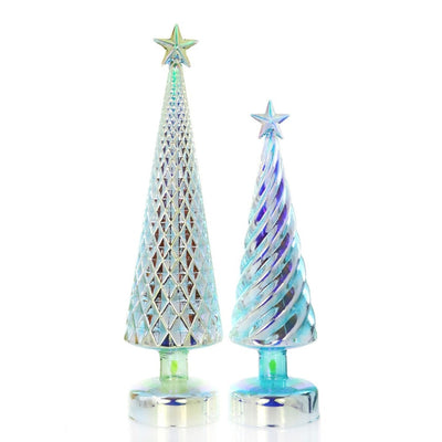 Large Iridescent Lit Glass Tree - Green | Putti Christmas Decorations