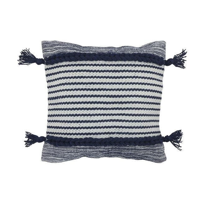 Navy Striped Woven Square Indoor/Outdoor Pillow | Putti Fine Furnishings