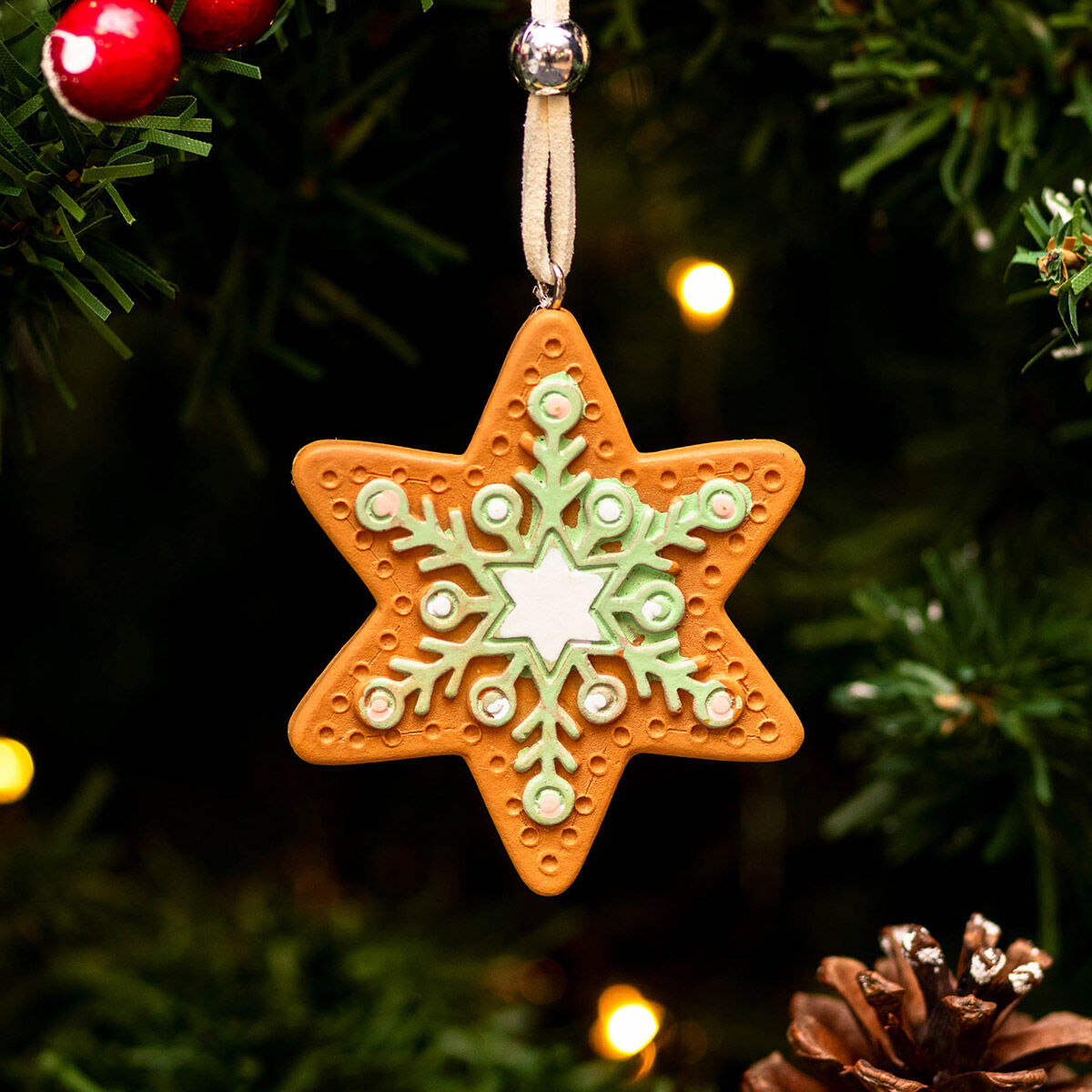 Pastel Gingerbread Star Ornament